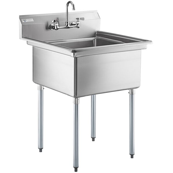 A Steelton stainless steel 1 compartment sink with faucet.
