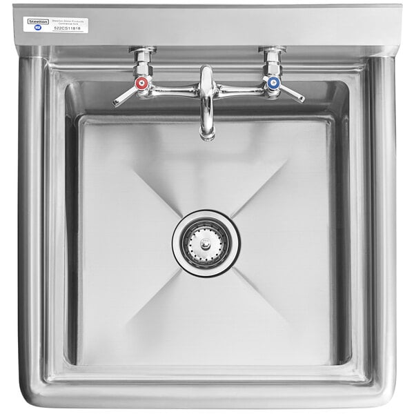A Steelton stainless steel sink with faucet.