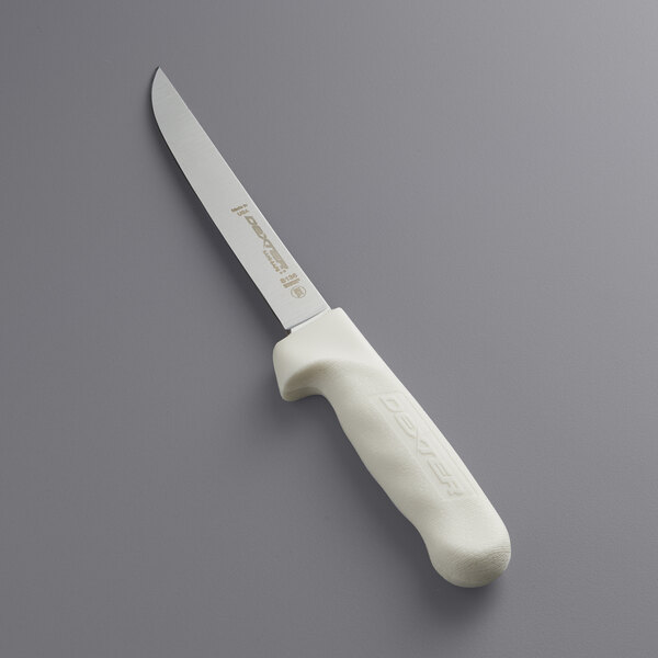 A white knife with a white handle.