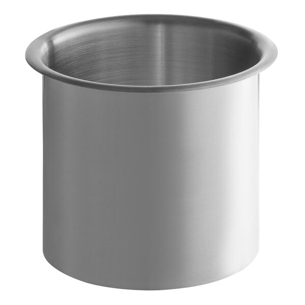 A Lavex stainless steel round in-counter trash chute.