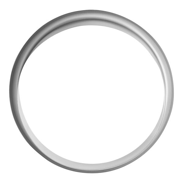 The curved stainless steel opening of a Lavex round in-counter trash chute.