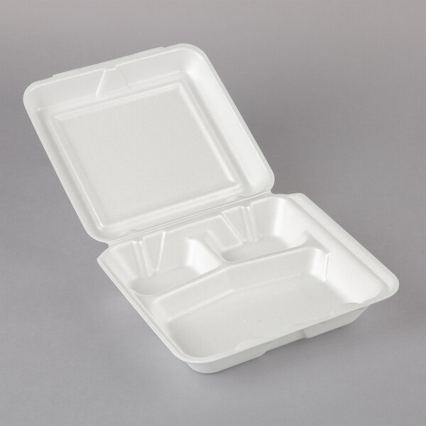 Dart 90HTPF1R Perforated White Foam Square Take Out Container with Hinged  Lid 9 x 9 x 3 - 200/Case