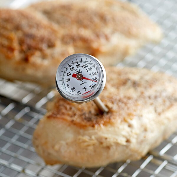 A Cooper-Atkins pocket probe thermometer in a meat roast.