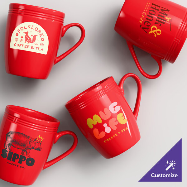 Acopa Capri 12 oz. Passion Fruit Red Stoneware Mug - 24/Case