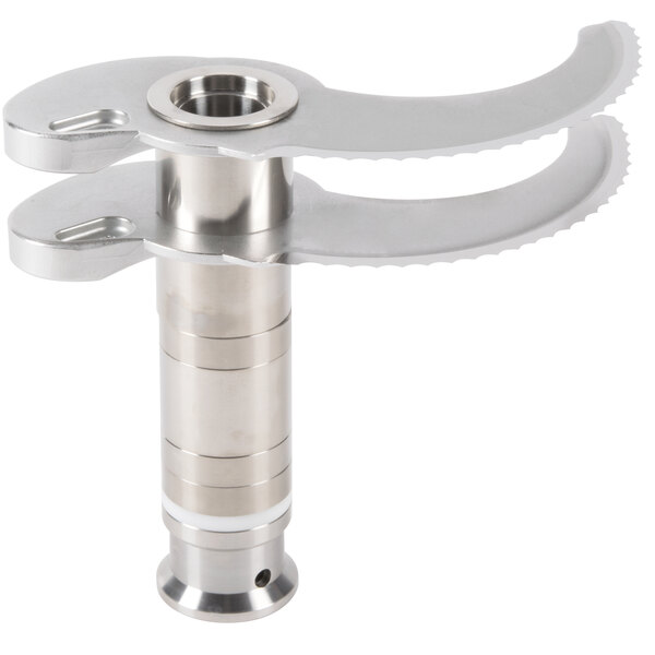 A Robot Coupe Coarse Serrated 3 Blade Assembly with a circular metal object with two handles.