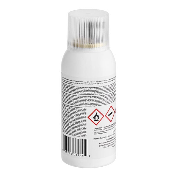 A white Rubbermaid Microburst 3000 air freshener refill bottle with a black and red label.