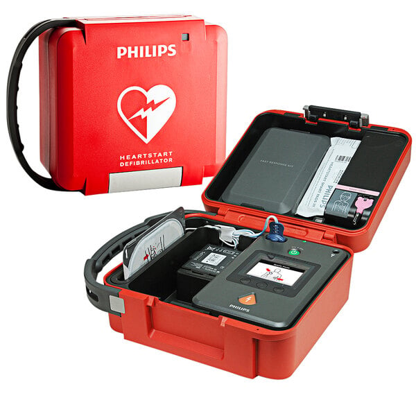 A red Philips Hard Case for HeartStart FR3 AEDs.