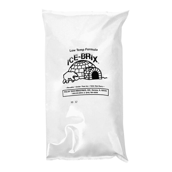 A 32 oz. Ice Brix low temperature cold pack in a sealed plastic pouch.