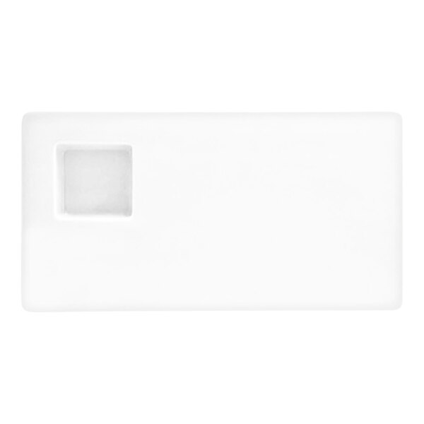 Front of the House Canvas 11" x 6" White Rectangular Porcelain Flat Plate with Built-In Well - 6/Case