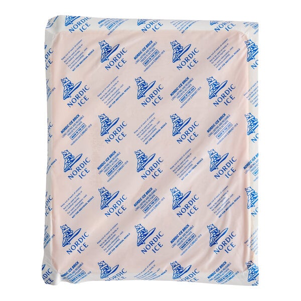 A rectangular Nordic Ice foam brick cold pack in a sealed plastic wrapper.