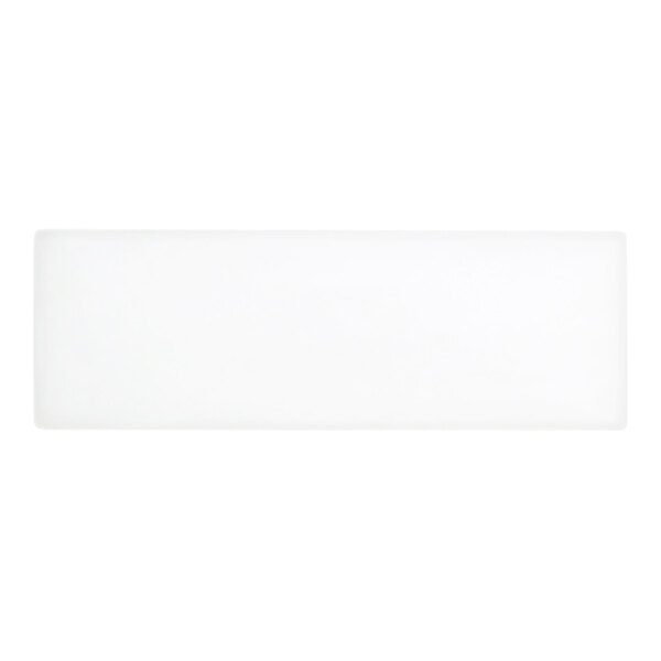A white rectangular porcelain flat plate measuring 12 inches by 4 inches.
