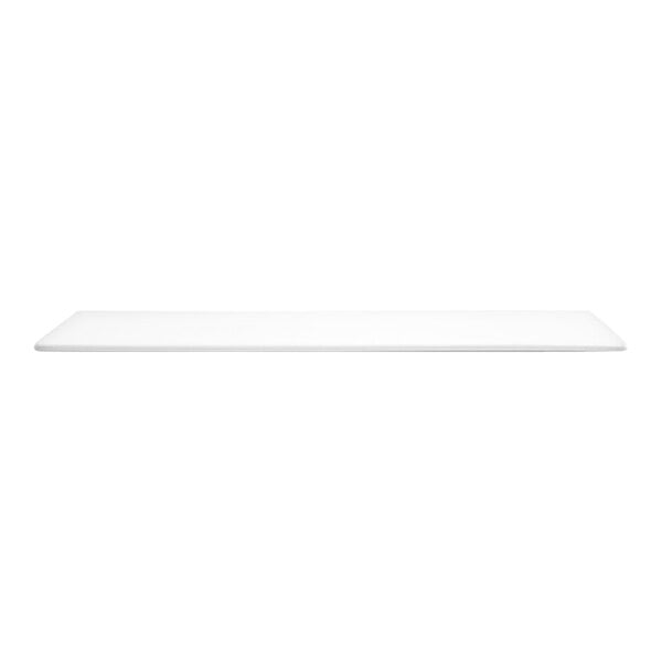 A white rectangular porcelain flat plate measuring 12 by 4 inches.