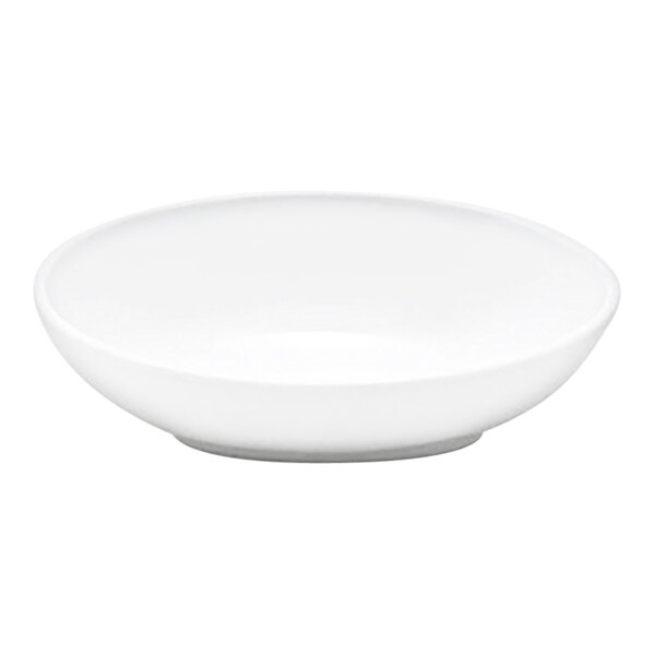 Front of the House Ellipse 4 oz. White Oval Slanted Porcelain Ramekin - 12/Case