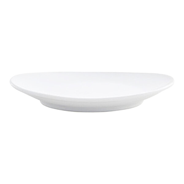 A white oval porcelain coupe plate.