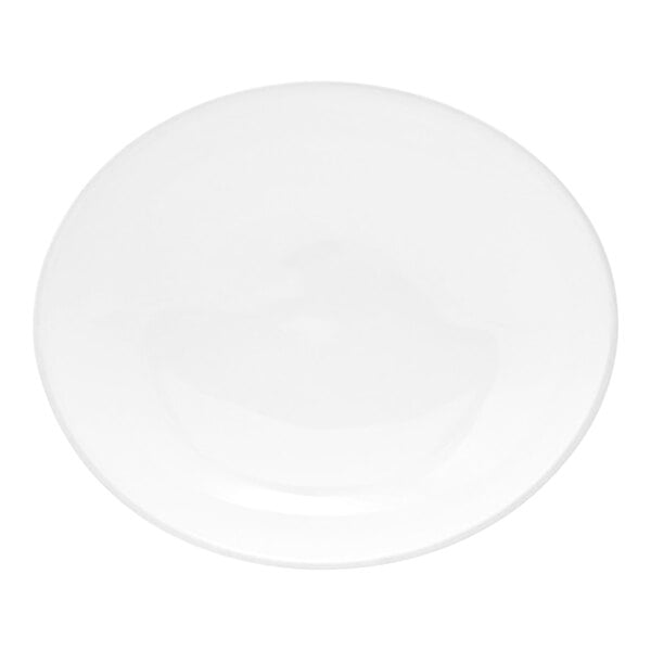 A white oval low porcelain bowl.