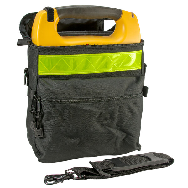 A black and yellow soft case for Defibtech Lifeline and Lifeline AUTO AEDs with a yellow handle.