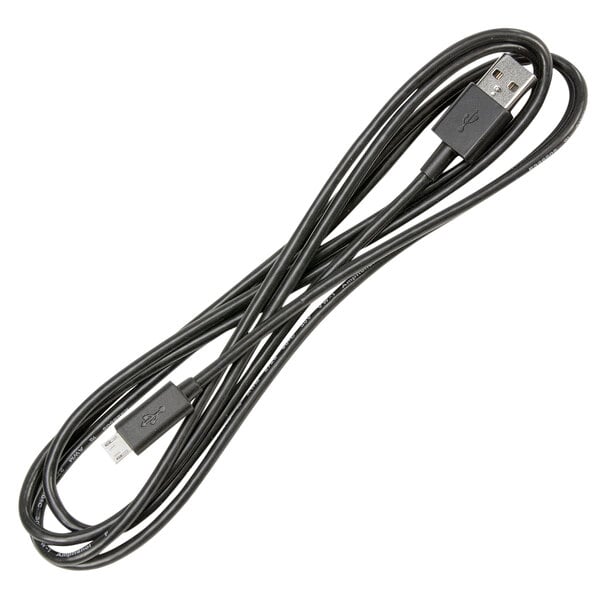 A black Physio-Control USB cable with a USB connector.