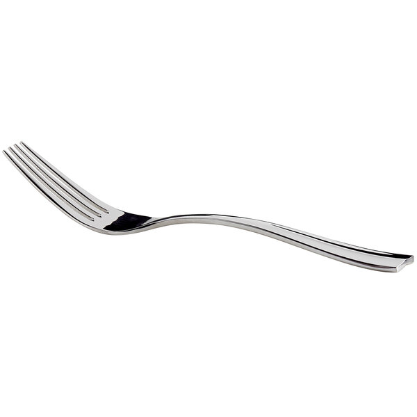 A close-up of an Acopa stainless steel dinner fork with a silver handle.