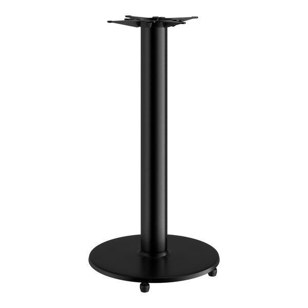A black Lancaster Table & Seating cast iron table base on a white background.