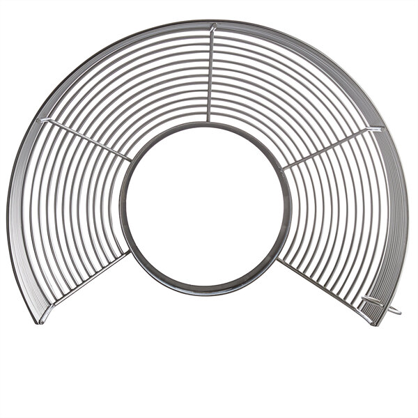 A metal bowl guard base with a circular design.