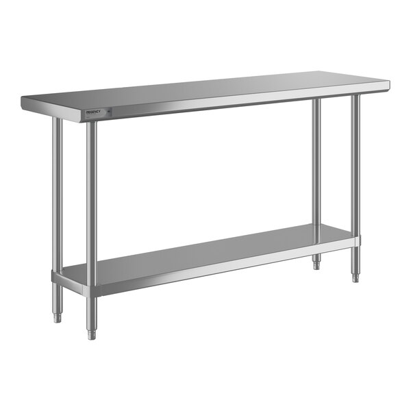 A Regency stainless steel work table with undershelf.