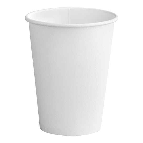 A white Solo paper hot cup with a lid.