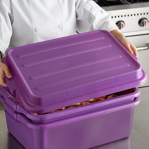 Vollrath 1535-C80 Traex® Color-Mate Purple Allergen-Free Food Storage Drain  Box Set with Raised Snap-On Lid - 20 x 15 x 9