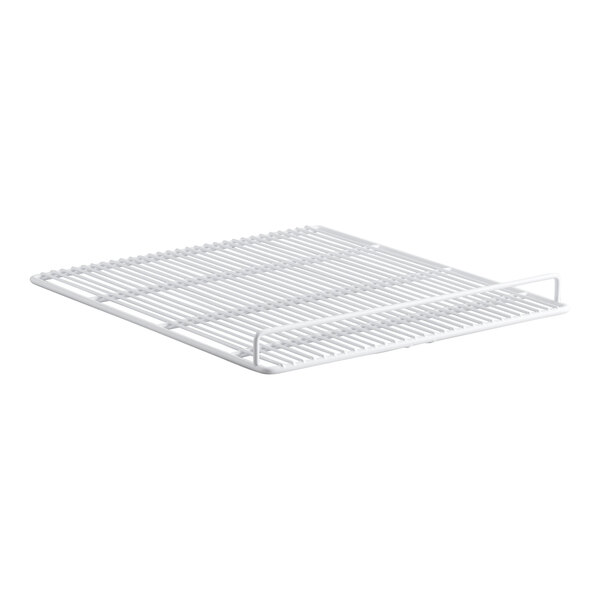 A white wire top shelf designed for Avantco DLC64 Series deli cases, measuring 18 1/2 by 20 1/2 inches.