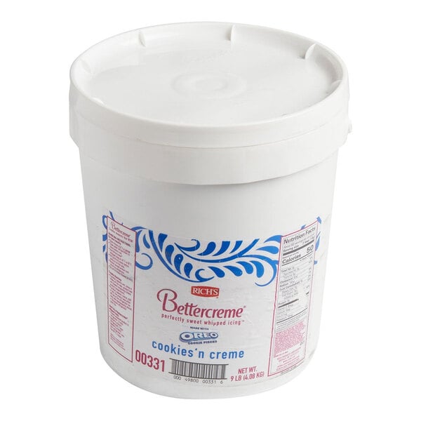 Rich's Bettercreme Cookies 'N Creme Oreo Whipped Icing - 9 lb. Pail