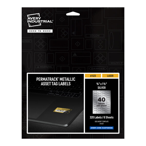 A package of gold metallic Avery asset labels.