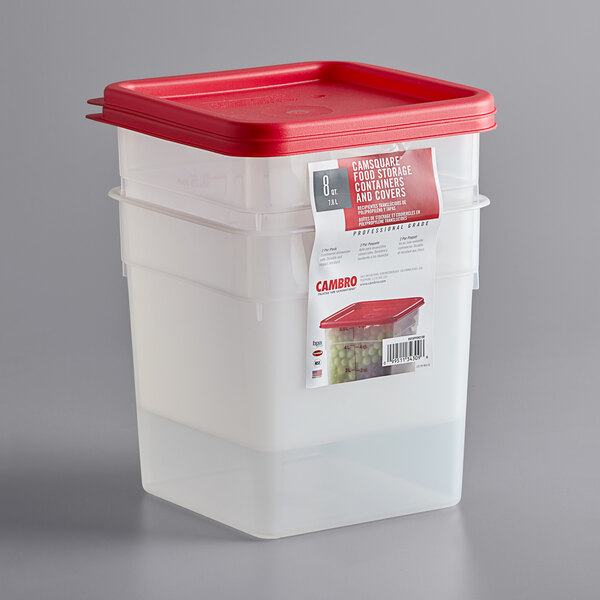 Cambro 8SFSPPSW2190 CamSquares 8 Qt. Translucent Square Food Storage ...