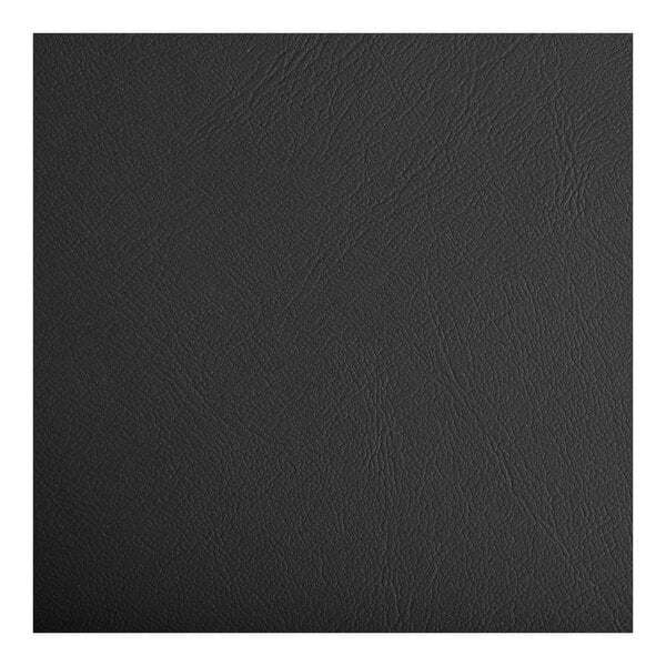 A close up of a black vinyl Lancaster Table & Seating bar stool seat cover.