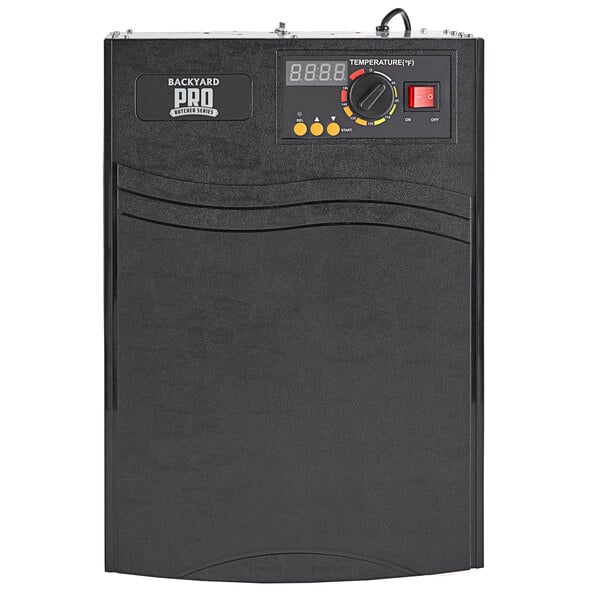 A black Backyard Pro 10 tray food dehydrator with buttons and dials.