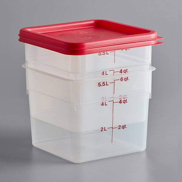 Cambro 6SFSPPSW2190 CamSquares 6 Qt. Translucent Square Food Storage ...