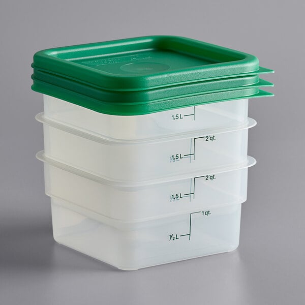 Cambro 2SFSPPSW3190 CamSquares 2 Qt. Translucent Square Food Storage ...