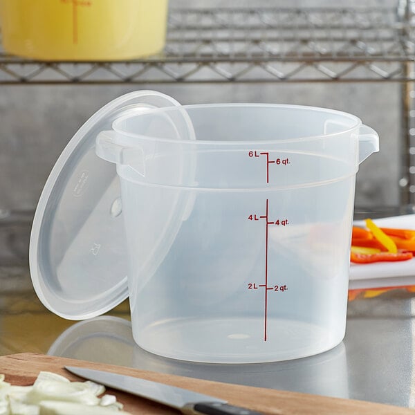 New Set Of 2 Cambro RFS6PPSW2190 6-Quart Round Food-Storage Container with Lid