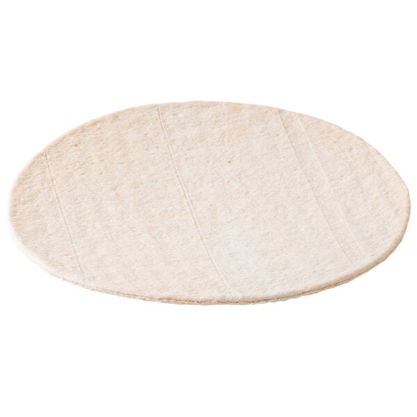 A white round Rich's pizza crust dough sheet.