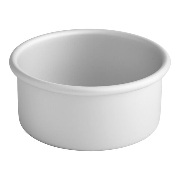 A Fat Daddio's round anodized aluminum cake pan with straight sides.