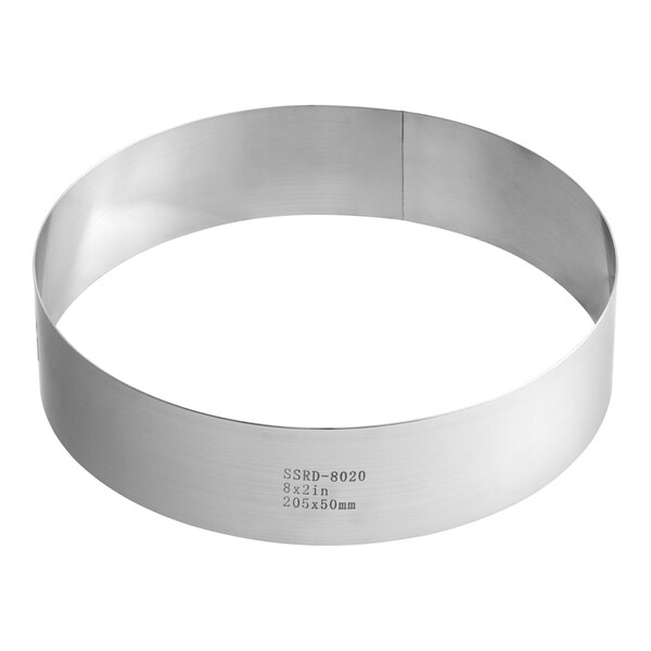 A stainless steel circular ring.