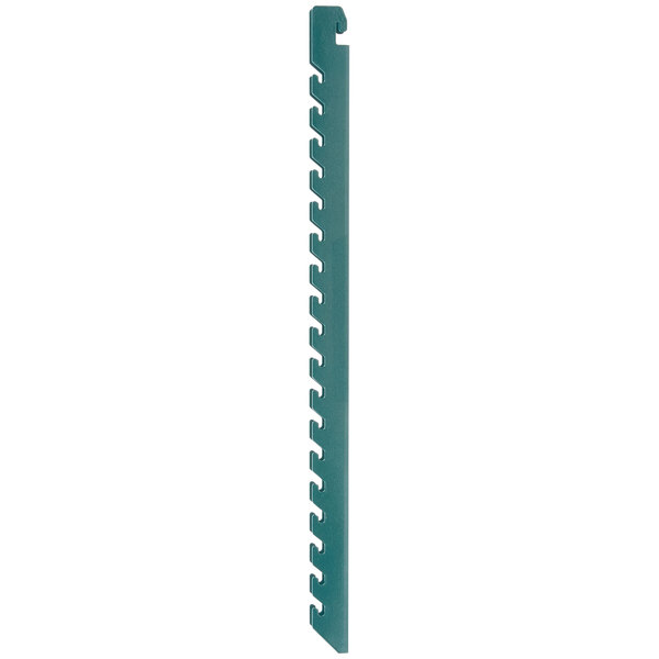 A close-up of a blue Metro Smartwall G3 plastic strip with four holes.