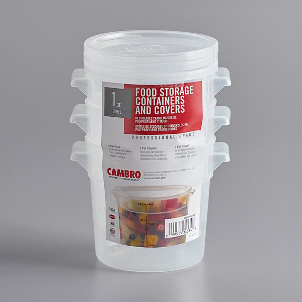 Cambro RFS1PPSW3190 1 Qt. Translucent Round Food Storage Container 