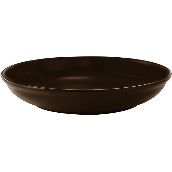 A brown bowl with a white background.