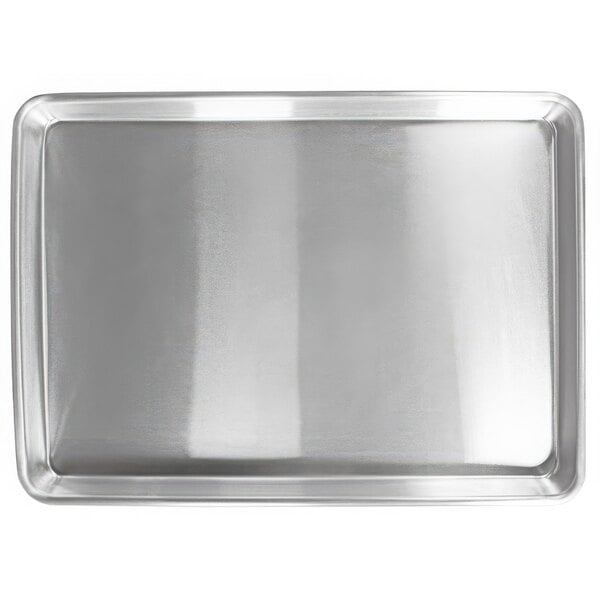 A Fat Daddio's quarter size aluminum sheet pan on a counter.