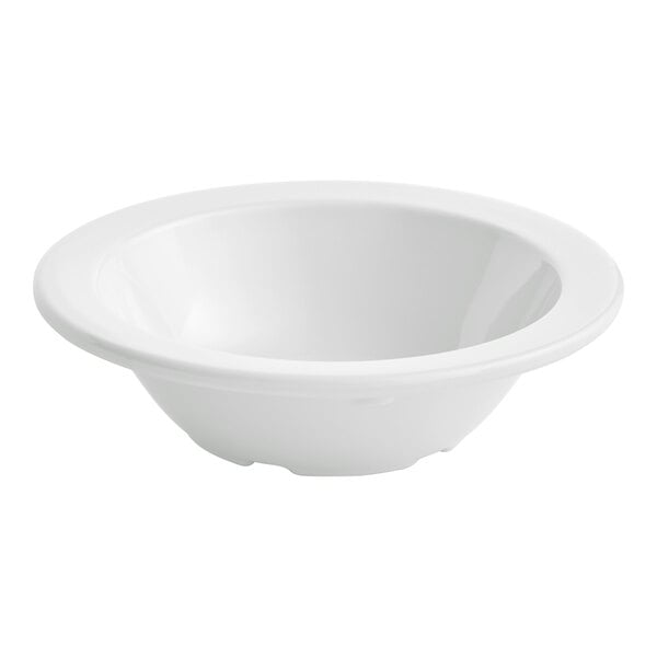 A small white melamine fruit dish with a narrow rim.