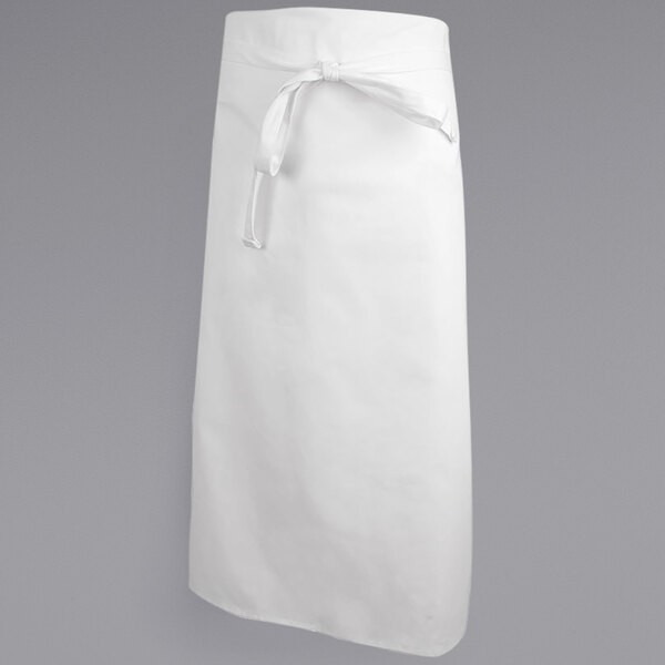 A white Mercer Culinary Genesis bistro apron with a tie.