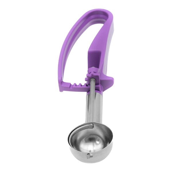 Vollrath 47378 Jacob's Pride® #40 Purple Extended Length Squeeze Handle Disher - 0.72 oz.