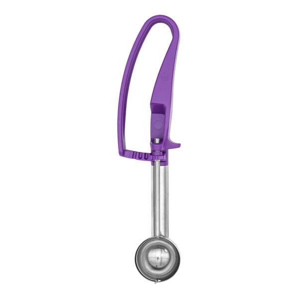 Vollrath 47378 Jacob's Pride® #40 Purple Extended Length Squeeze Handle Disher - 0.72 oz.
