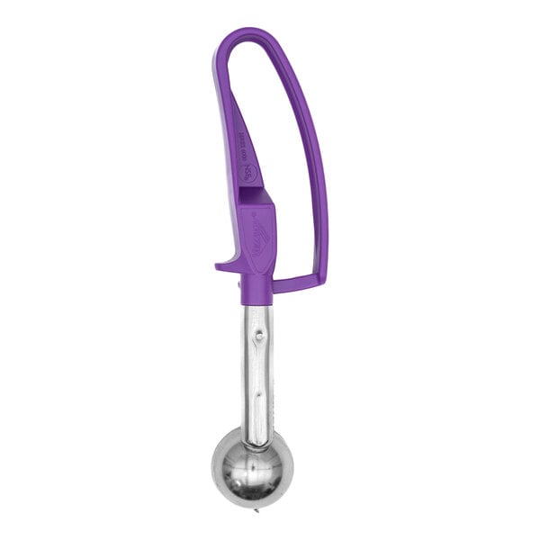 Vollrath 47378 Jacob's Pride® #40 Purple Extended Length Squeeze Handle Disher - 0.72 oz.