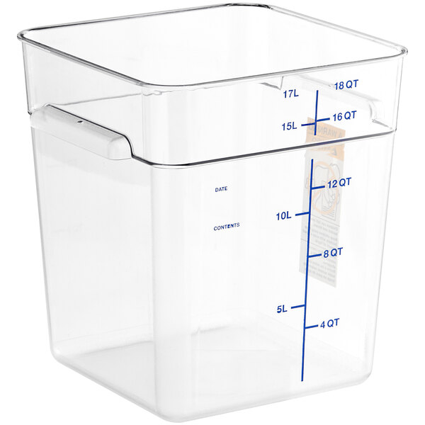 Vigor 18 Qt. Clear Square Polycarbonate Food Storage Container and