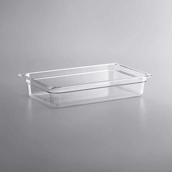Vigor 1/9 Size 4 Deep Clear Polycarbonate Food Pan with Secure Sealing  Cover - 3/Pack